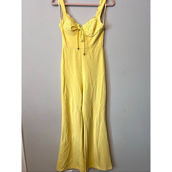 NWT Saints and Secrets Yellow Corset Top Pant / Jumpsuit - Picture 5 of 9